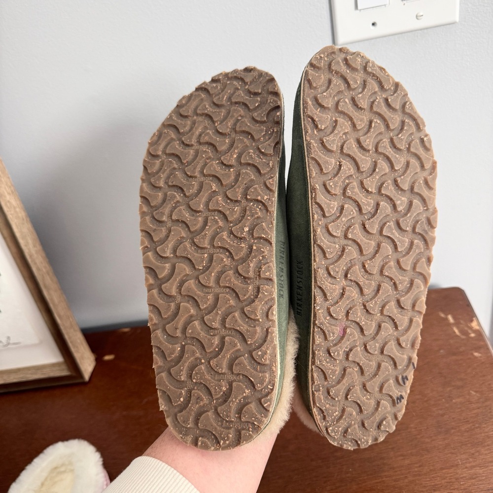 Birkenstock Zermatt Clogs Sz 40 L9 M7 Green Suede Shearling Slipper Mules Cozy - Picture 7 of 7